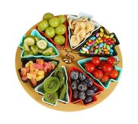 Plateau à collations pour sapin de Noël : fruits, set de noix, service pour dessert | Plat festif à 8 compartiments pour bonbons, apéritifs et exposition des fées