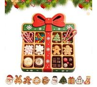Plateau À Compartiments pour en-Cas sur Le Thème De Noël | Plateau De Service En Bois, Plateau Pour Fruits Et Desserts, Plateau Décoratif Compartimenté Pour Servir Biscuits, Bonbons