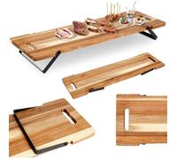 Plateau à découper - EXCELLENT HOUSEWARE - 67,5 x 19,3 x 7,5 cm - Bois - Pieds pliables - Marron