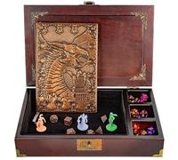 Plateau à dés DND 3 en 1 - Boîte à dés en métal D&D - Plateau à dés en bois | Boîte à dés DND avec livres D&D pour jeux de table de RPG (200 pages) - Ensemble DND pour joueurs de donjons et dragons