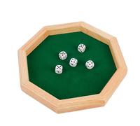 Plateau à dés en bois - Tapis de cube octogonal en bois - Plateau à roulettes - Plateau à roulettes - Planche à dés portable pour Thanksgiving