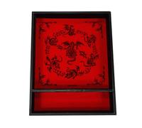 Plateau À DÉS RECTANGULAIRE 'Critical Roll', fabriqué en Cuir et Velours, Zone de Rangement, Design Exclusif et Compatible avec n'importe Quel Jeu de société et de rôle (Rouge)
