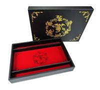 Plateau À DÉS RECTANGULAIRE 'Critical Roll', fabriqué en Cuir et Velours, Zone de Rangement, Design Exclusif et Compatible avec n'importe Quel Jeu de société et de rôle (Couvercle-Rouge)