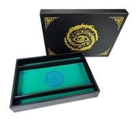 Plateau À DÉS RECTANGULAIRE 'Critical Roll', fabriqué en Cuir et Velours, Zone de Rangement, Design Exclusif et Compatible avec n'importe Quel Jeu de société et de rôle (Couvercle-Turquoise)