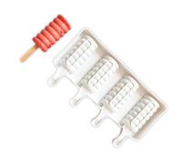 Plateau à dessert en silicone avec 4 cavités et languettes de poignée, machine à crème glacée en spirale pour yaourt, mélanges crémeux et machine à sucettes glacées à usage domestique congélateur