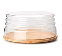 Plateau à fromage avec cloche - CONTINENTA - 2 pièces - Verre soufflé - Bois - Design primé