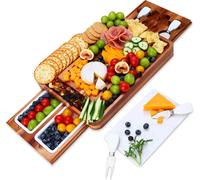 Plateau à fromage en bois d'acacia avec tiroirs et ardoise Vendos85