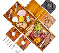 Plateau à Fromage en Bois et Couteaux à Fromage - Extra Grand Planche Apero en Acacia, Meilleur Que Planches à Charcuterie en Bambou - Plateau de Service Repas, Assiette pour Aperitif - Idée Cadeau