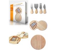 Plateau À Fromage - Livoo - Pivotant - Bois Naturel - 4 Couteaux Inclus