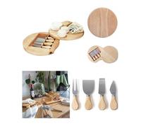 Plateau à fromage - LIVOO - Pivotant - Bois naturel - Marron - 4 accessoires