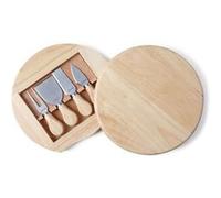 Livoo - Plateau à fromage MEN28 pivotant en bois d'hévéa avec 4 ustensiles Brun