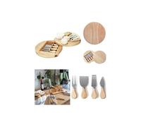 Plateau à fromage - LIVOO - Pivotant - Bois naturel - Marron - 4 accessoires