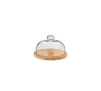 Plateau à Fromage Rond Bambou et Cloche en Verre - 24x15.5cm