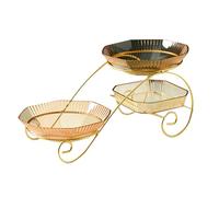 Plateau à Fruits à 3 Niveaux, léger, Transparent, de Luxe, Table de Salon, Assiette à Fruits, Plat de Fruits secs ménagers (Jaune)