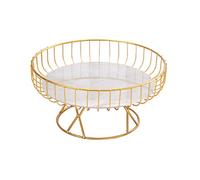 Plateau à Fruits, Design Creux, Pied Haut en Fer marbré, Processus de Peinture de Cuisson Pratique Décoratif pour Présentation de Desserts aux Fruits (Or L)