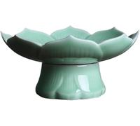 Plateau à fruits en céramique, assiette à fruits fendue, céladon, assiette à fruits à pied haut avec évacuation de l'eau, assiette hommage au temple bouddhiste, porte-fruits (A)(B)