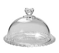 Plateau à fruits en verre avec support à gâteau en forme de dôme - Plateau à dessert avec cloche cloche - Plateau de service à pâtisserie pour présentation de table, fête, divertissement