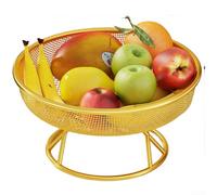 Plateau à fruits moderne en métal pour table basse de salon, structure ouverte résistante à la rouille, support décoratif minimaliste blanc doré, 25 cm (doré)