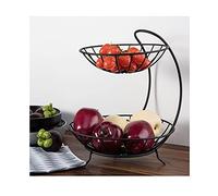 Plateau à fruits, plateau, corbeille à fruits, sup Creative 2 Tier Metal Fruit Basket Bowl - Countertop Display Stand for Fruits, Vegetables, and Bread - Decorative Table Tray(Schwarz)
