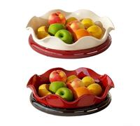 Plateau à fruits rotatif à 360 ° - Bord haut - Grande capacité de rangement en ABS - Avec drainage - Style dessin animé - Pour cuisine, salle à manger, salon - Rouge et blanc - 25,7 x 6,8 cm (blanc)