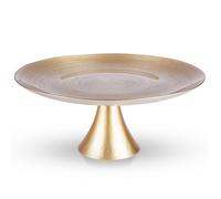 Plateau à gâteau en verre doré - VILDE - 28 cm - Sur pied - Hauteur 11,5 cm - Couleur dorée