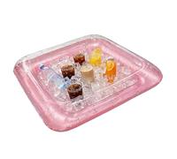 Plateau À Glace Gonflable Pour Aliments | Plateau Flottant Carré Portable Avec Bouchon De Vidange | Glacière Pour Buffet Gonflable,Pour Piscine Jardin Terrasse Été Bière Boissons Breuvages Snacks Piqu