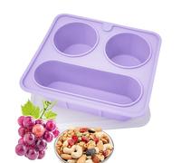 Plateau à goûter - 15,5 cm Récipient alimentaire en silicone réutilisable avec 3 compartiments, assiette de service pour fête aux fruits, bonbons, bleu, utilisation en intérieur