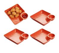 Plateau à goûter - avec récipient à trempette résistant à la chaleur antidérapant | Plateau à charcuterie de 18,3 x 4 cm | pour fête, apéritif, dessert, boulettes, salade de fruits, petit déjeuner