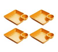 Plateau à goûter avec récipient pour sauce : plateau de service avec compartiments, pour collations divisées, en charcuterie antidérapante résistante à la chaleur pour apéritif, Pos