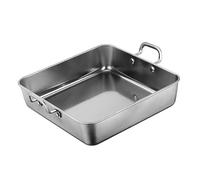 Plateau à goûter carré avec poignées pour rôtir poulet légumes viande 21 x 21 cm Argenté