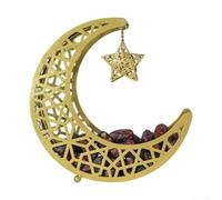 Plateau à goûter innovant en métal avec motif lune, pièce décorative pour vos besoins d'organisation de la maison (couleur or, 19 x 6 x 22 cm)