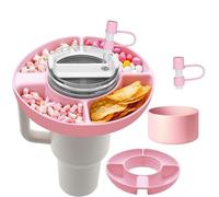 Plateau à goûter pour tasse Stanley de 1200 ml | 4 compartiments en silicone - Kit d'accessoires pour Stanley, poignée inférieure et couvercles de paille, convient aux tasses Quencher H2.0 de 1,2 l -