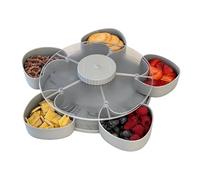 Plateau à goûter rotatif, boîte de rangement portable, 32,6 cm, plateau de fête avec base antidérapante, récipient alimentaire robuste en polypropylène, accessoire de cuisine avec design