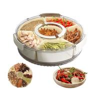 Plateau à goûter transparent, grand plateau de service divisé avec couvercle, accessoires de fête, pique-nique, barbecue en plein air, camping, réunions de , organisateur d'événements pour