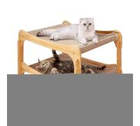 Plateau à griffer pour chat - Tapis à gratter pour chat en bois - Double couche solide - Accessoire pour animaux de compagnie interactif - Pour jouer à des petits et moyens
