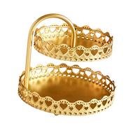 Plateau à Pâtisserie doré Décoratif Double Couche pour Assiette de Présentation de Desserts de Mariage, Plateau de Tour de Service de Biscuits en Cuivre pour Réunion à Domicile 16,2 Oz