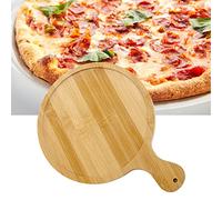 Plateau à Pizza en Bois de Bambou fabriqué à la Main, Matériau Sûr Applicable aux Hôtels, Assiette de Service à Pizza Ronde (Pizzas 6po pour 5po)