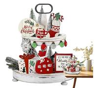 Plateau à plusieurs niveaux de Noël, décor de plateau de Noël - Plateau de service à plusieurs niveaux en bois de ferme rustique,Décor de panneau en bois multifonctionnel, centres de Table pour salon,
