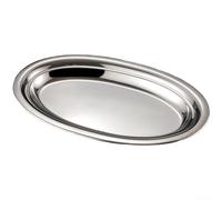 Plateau à poisson en acier inoxydable avec base antidérapante avec profil ovale élégant et forme de bol profond pour un transport sûr et résiste aux mouvements pendant le service (25 cm (argent))