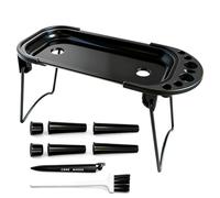 Plateau à rouler pliable en métal avec support et chargeur de cône, kit complet pour cônes pré-roulés King ou 1-1/4 | Brosse et outils de remplissage inclus (23 x 10 cm, noir)