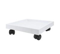 Plateau à Roulettes pour Pots de Fleurs Carré 1 Pièce en Résine Blanc | Roues Universelles, Ne Se Déforme Pas Facilement, Ne Se Casse Pas, Base Mobile pour Bac