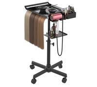 Plateau à roulettes pour salon de coiffure avec support et séparateur de cheveux, plateau réglable avec plateforme de rangement, bols de teinture et outils pour coiffeur