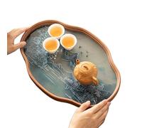 Plateau à thé - Assiette chinoise artistique pour la décoration de table, serveur de jus de café | Présentoir de petit déjeuner, panneau d'organisation de dîner, plan de travail de salon