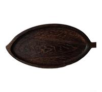 Plateau à thé avec illustration de feuille botanique sur base en bois massif, convient pour servir du thé, du café et des repas dans diverses scènes de maison et d'hôtellerie (E)