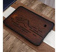 Plateau à thé chinois en bambou - Outil indispensable pour les amateurs de thé - 36 x 24 x 4 cm (noir droit)