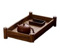 Plateau à thé chinois en bois de noyer, plateau de service et étagère de rangement, table à thé sèche pour cérémonie du thé, dessert et présentation de fruits, 34 x 22 x 4 cm