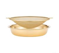 Plateau à thé en acier inoxydable 304, maille de 23,8 cm, filtre à huile avec plateau de base pour la fabrication du thé et la préparation des aliments (doré)