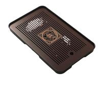 Plateau à thé en bambou Plateau à thé en bambou, vaisselle portable, rectangulaire, for cérémonie du thé, table à thé Chaban, double usage, drainage, stockage de l'eau(Blessing 43cm)