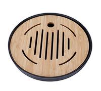 Plateau à Thé en Bambou Plateau à Thé Sec Rond Portable Ensemble à Thé Multifonctionnel pour le Rassemblement Familial(8 inches)