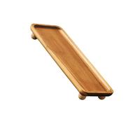 Plateau à thé en bois avec dessus encastré et surélevé, B | Aspect bois naturel, plateforme de service surélevée, zone définie pour les collations et les fruits